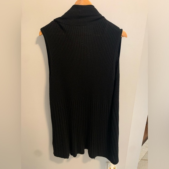 Cleo Black Ribbed Draped Open-Front Cardigan Vest, Size XXL - Picture 3 of 4